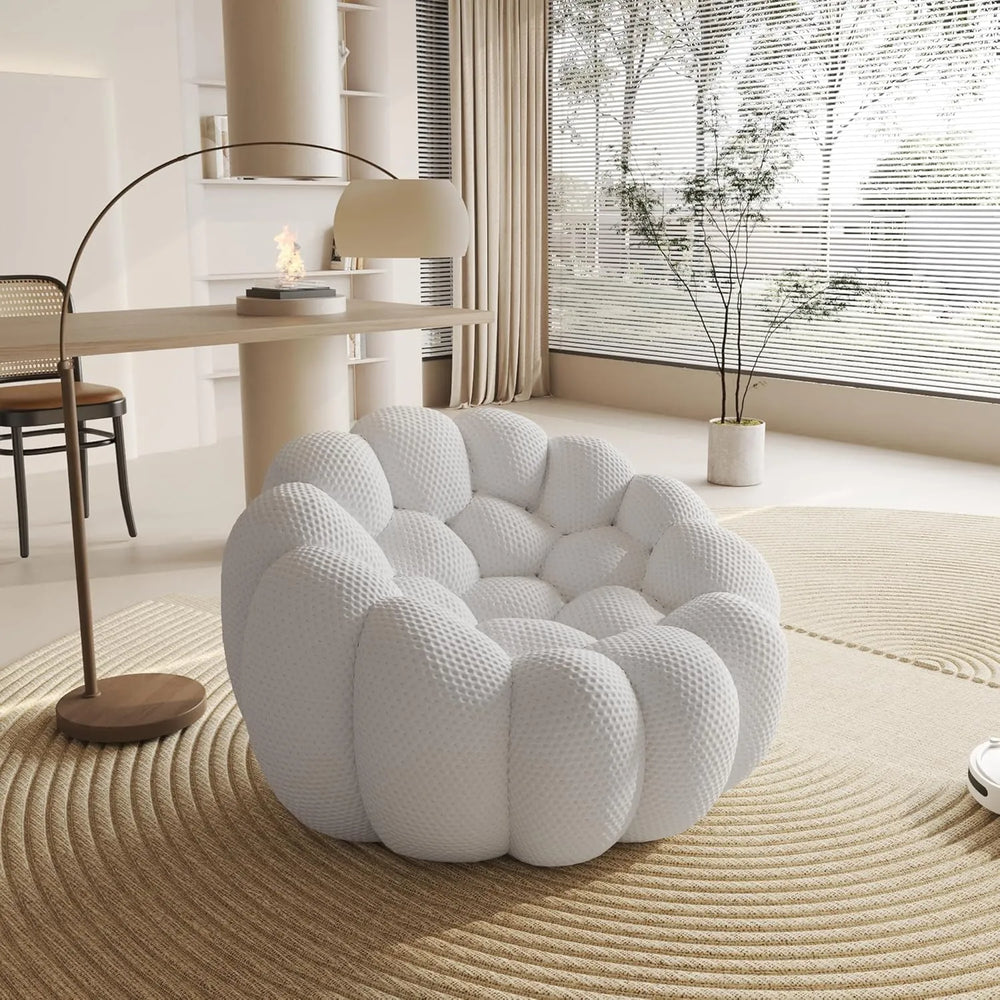 Sofás de suelo Essential | Sofá individual de una plaza, tejido de punto 3D, gris claro
