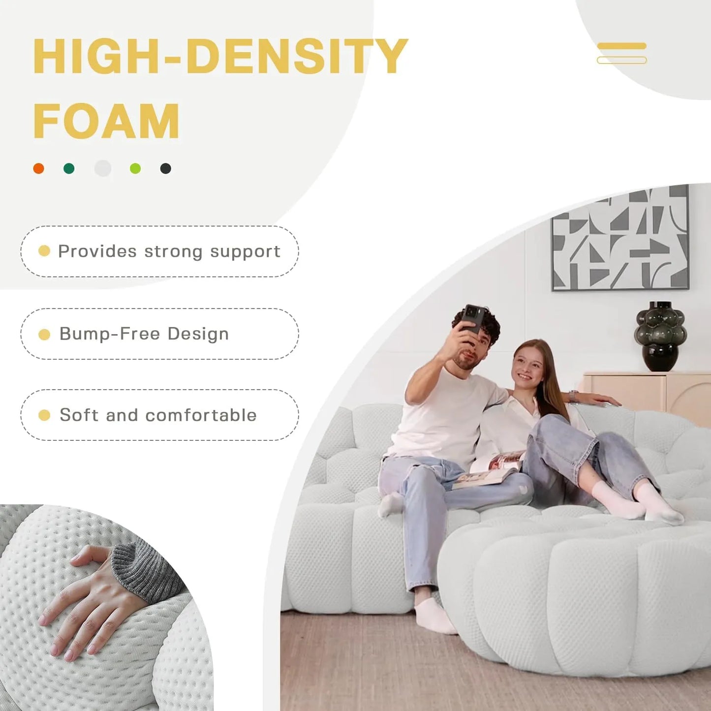 Essential Floor Sofas | Light Grey 3D Knitted Fabric Couch Sectionals 6-seaters