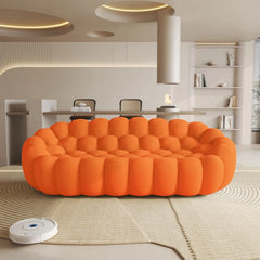 Essential Floor Sofas | 1-Piece Orange 3D Knitted Fabric Loveseats 3-seaters
