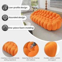 Essential Floor Sofas | 1-Piece Orange 3D Knitted Fabric Loveseats 3-seaters