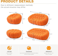 Essential Floor Sofas | 1-Piece Orange 3D Knitted Fabric Loveseats 3-seaters