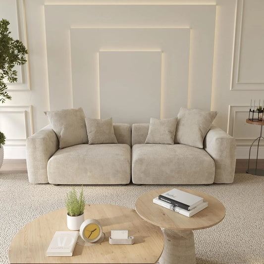 Matrix Modern Modular Sofas | Beige Corduroy Armless Single Sofa 2-seater