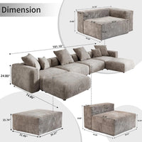 Matrix Modern Modular Sofas | Brown Corduroy U shaped Sectionals 4-seaters