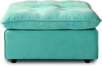 Deluxe Adjustable Cloud Sectional Sofas | Tiffany Blue Frosted Velvet Ottomans