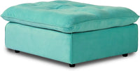 Deluxe Adjustable Cloud Sectional Sofas | Tiffany Blue Frosted Velvet Ottomans