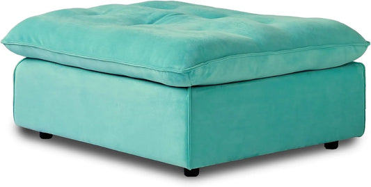 Deluxe Adjustable Cloud Sectional Sofas | Tiffany Blue Frosted Velvet Ottomans