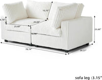 Deluxe Classic Cloud Sectional Sofas | Beige Plush Fabric Loveseats 2-seaters