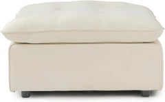 Deluxe Adjustable Cloud Sectional Sofas | Beige Frosted Velvet Ottomans