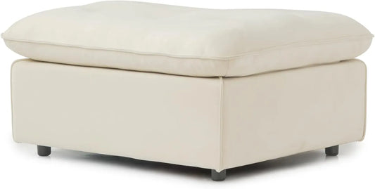 Deluxe Adjustable Cloud Sectional Sofas | Beige Frosted Velvet Ottomans