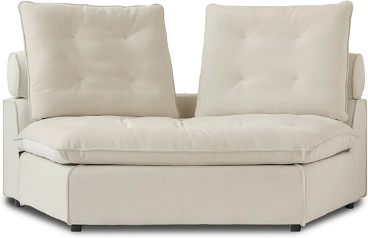 Deluxe Adjustable Cloud Sectional Sofas | Beige Frosted Velvet Loveseats 2-seaters