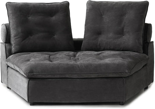 Deluxe Adjustable Cloud Sectional Sofas | Grey Frosted Velvet Loveseats 2-seaters