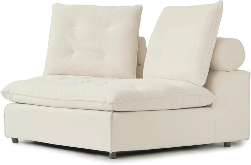 Deluxe Adjustable Cloud Sectional Sofas | Beige Frosted Velvet Loveseats 2-seaters