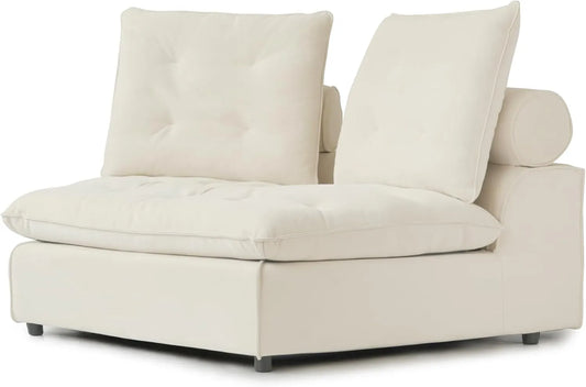 Deluxe Adjustable Cloud Sectional Sofas | Beige Frosted Velvet Loveseats 2-seaters