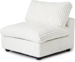 Deluxe Classic Cloud Sectional Sofas | Beige Plush Fabric Armless Single Sofa 1-seater
