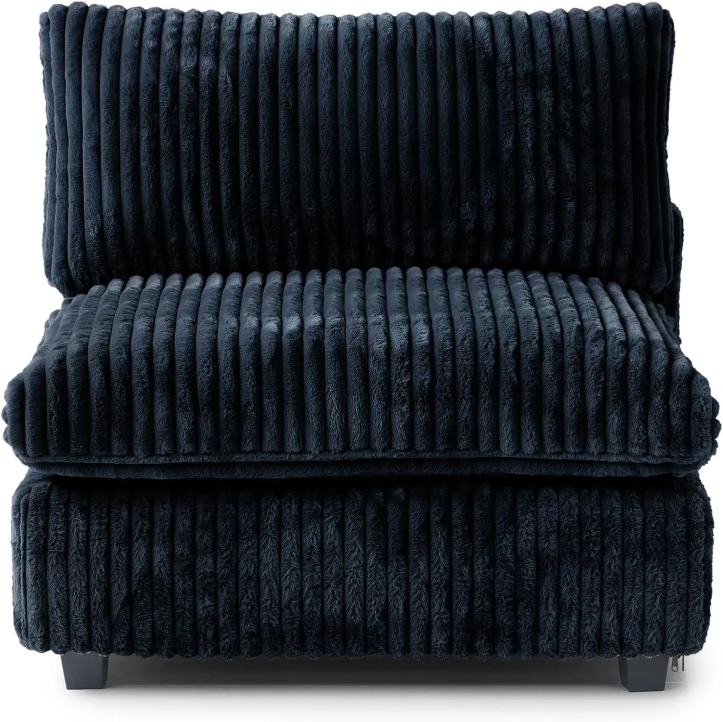 Deluxe Classic Cloud Sectional Sofas | Black Plush Fabric Armless Single Sofa 1-seater