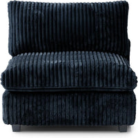 Deluxe Classic Cloud Sectional Sofas | Black Plush Fabric Armless Single Sofa 1-seater