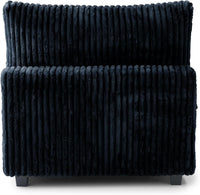 Deluxe Classic Cloud Sectional Sofas | Black Plush Fabric Armless Single Sofa 1-seater