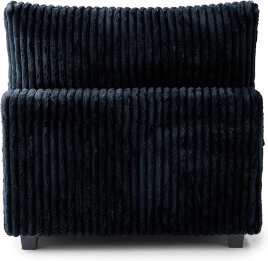 Deluxe Classic Cloud Sectional Sofas | Black Plush Fabric Armless Single Sofa 1-seater