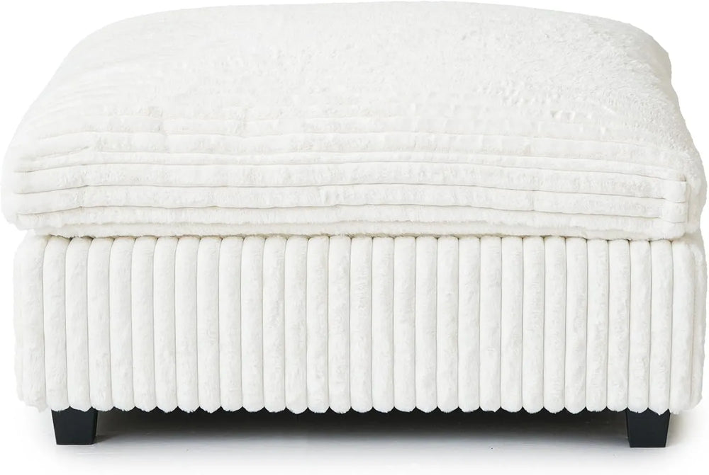 Deluxe Classic Cloud Sectional Sofas | Beige Plush Fabric Ottomans