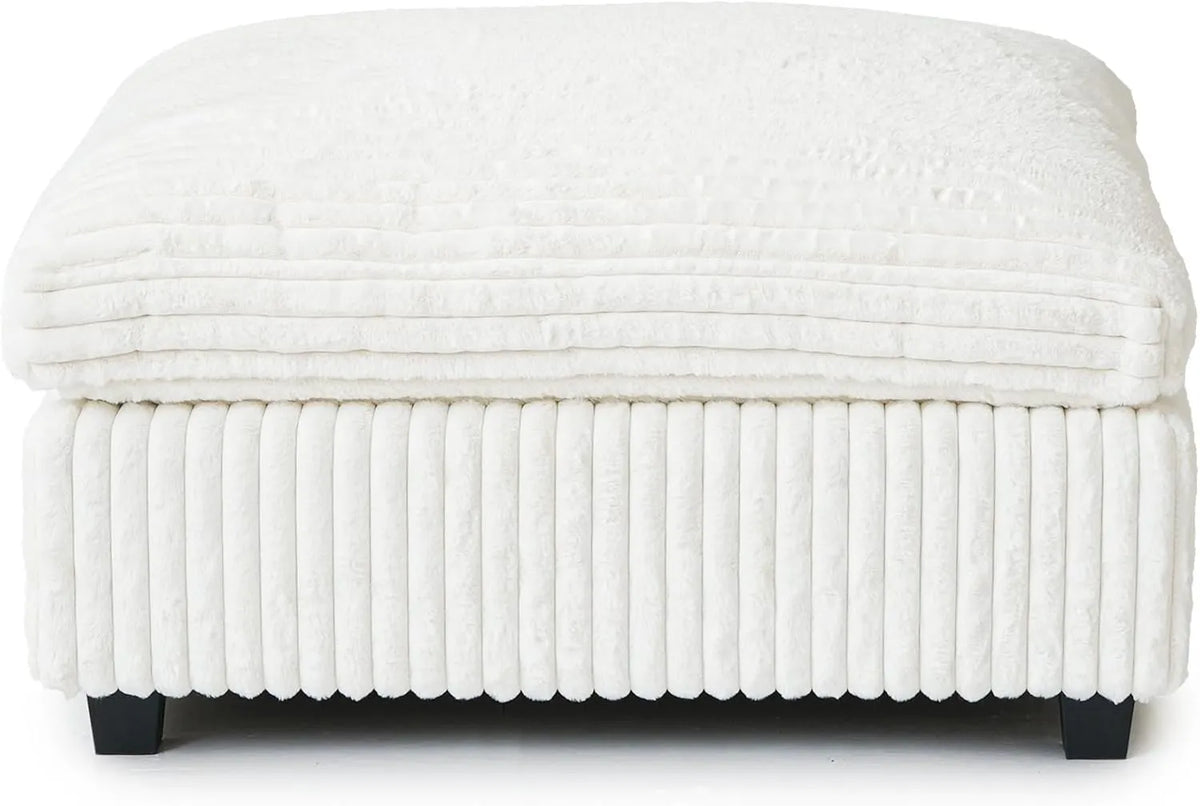 Deluxe Cloud Beige Washable Ottoman | 1-Piece, Plush Fabric, Modular Design
