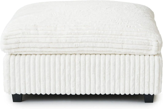 Deluxe Classic Cloud Sectional Sofas | Beige Plush Fabric Ottomans