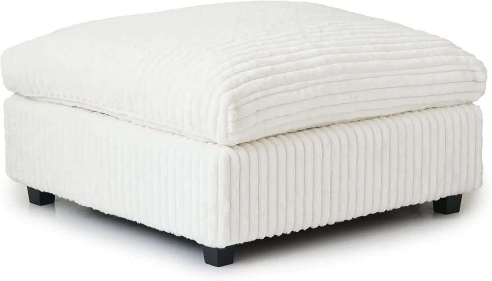 Deluxe Classic Cloud Sectional Sofas | Beige Plush Fabric Ottomans