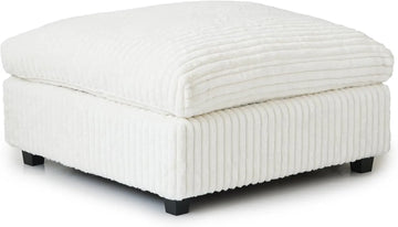 Otomana lavable Deluxe color beige nube | 1 pieza, tela afelpada, diseño modular