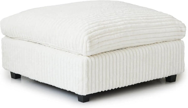 Sofás seccionales clásicos de lujo Cloud | Otomanas de tela afelpada beige de una pieza