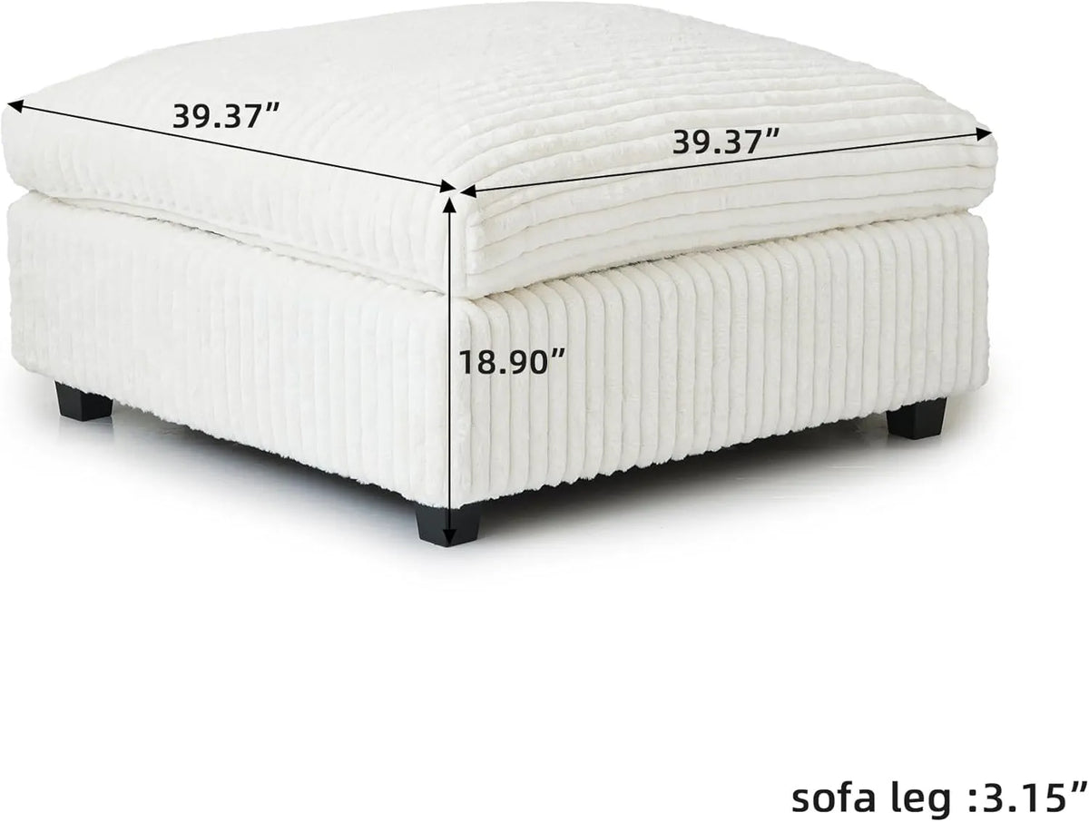 Deluxe Cloud Beige Washable Ottoman | 1-Piece, Plush Fabric, Modular Design