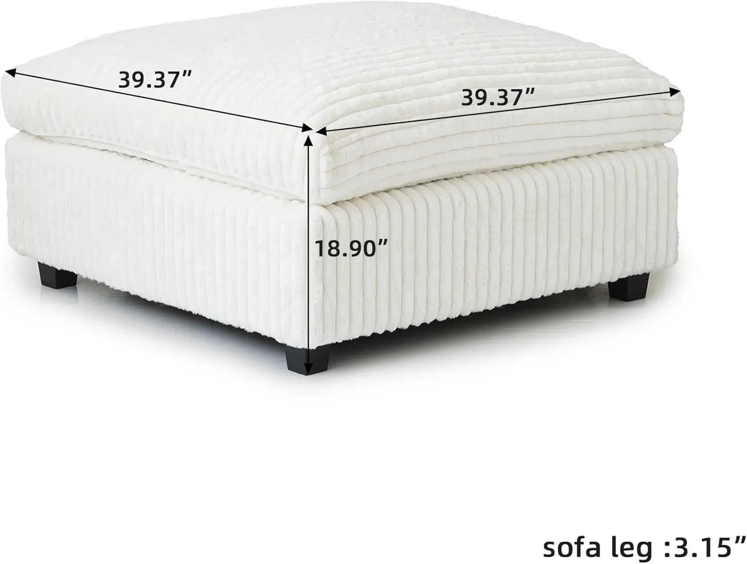 Otomana lavable Deluxe color beige nube | 1 pieza, tela afelpada, diseño modular