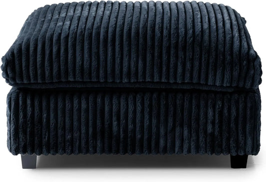 Deluxe Classic Cloud Sectional Sofas | Black Plush Fabric Ottomans