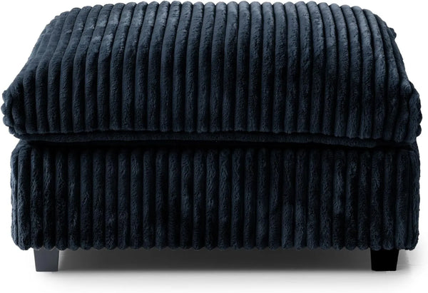 Sofás seccionales clásicos de lujo Cloud | Otomanas de tela afelpada negra de una pieza