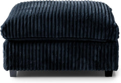 Deluxe Classic Cloud Sectional Sofas | Black Plush Fabric Ottomans