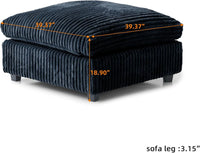 Deluxe Classic Cloud Sectional Sofas | Black Plush Fabric Ottomans
