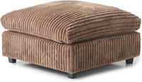 Deluxe Classic Cloud Sectional Sofas | Brown Plush Fabric Ottomans