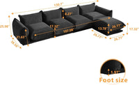 Matrix Modern Sectional Sofas | Black Chenille Couch Sectionals 4-seaters with 1 Ottoman