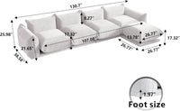 Matrix Modern Sectional Sofas | Beige Chenille Couch Sectionals 4-seaters with 1 Ottoman