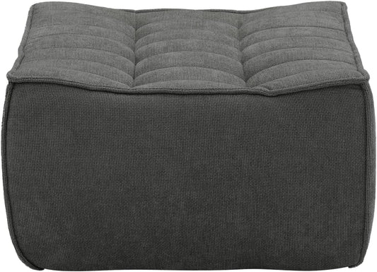 Essential Classic Floor Sofas | Black Chenille and Linen Ottomans