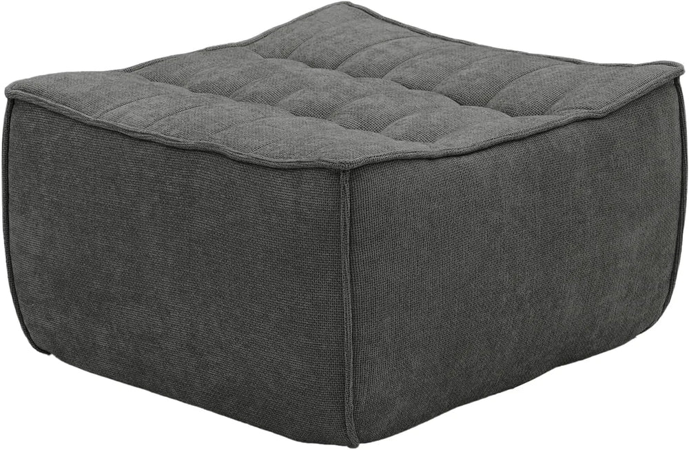 Essential Classic Floor Sofas | Black Chenille and Linen Ottomans