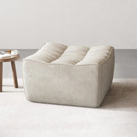 Essential Classic Floor Sofas | Khaki Chenille and Linen Ottomans