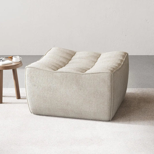 Essential Classic Floor Sofas | Khaki Chenille and Linen Ottomans