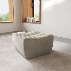 Essential Classic Floor Sofas | Khaki Chenille and Linen Ottomans