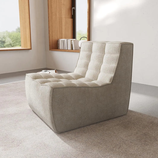 Essential Classic Floor Sofas | Khaki Chenille and Linen Single Seat 1-seater