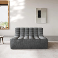 Essential Classic Floor Sofas | Black Chenille and Linen Loveseats 2-seaters