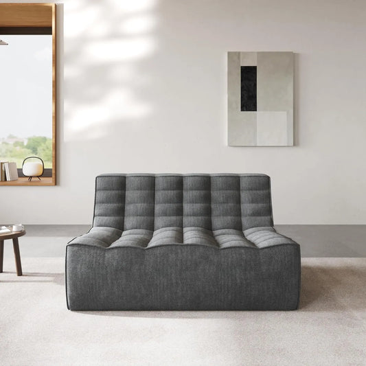 Essential Classic Floor Sofas | Black Chenille and Linen Loveseats 2-seaters
