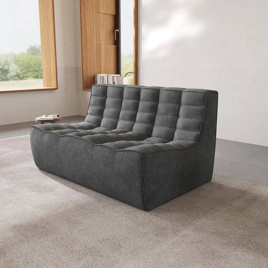 Essential Classic Floor Sofas | Black Chenille and Linen Loveseats 2-seaters