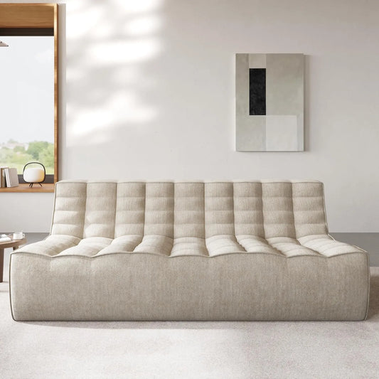 Essential Classic Floor Sofas | Khaki Chenille and Linen Couch Sectionals 3-seaters