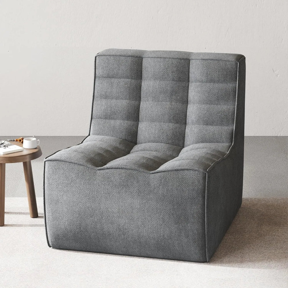 Essential Classic Floor Sofas | Black Chenille and Linen Single Seat 1-seater