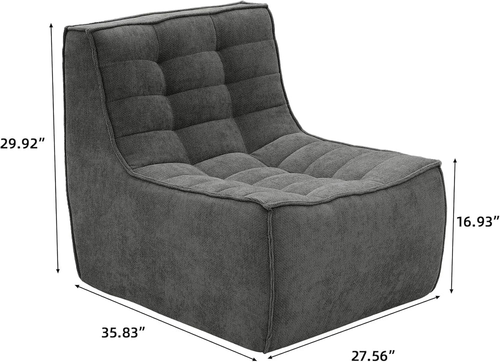 Essential Classic Floor Sofas | Black Chenille and Linen Single Seat 1-seater