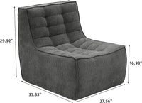 Essential Classic Floor Sofas | Black Chenille and Linen Single Seat 1-seater